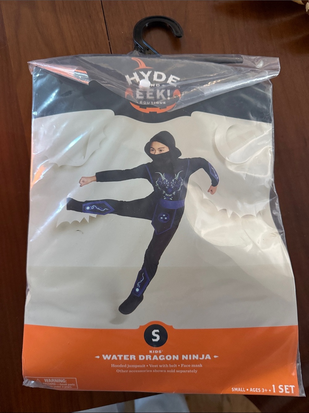Kids Water Dragon Ninja Costume - Black with Blue Accents
